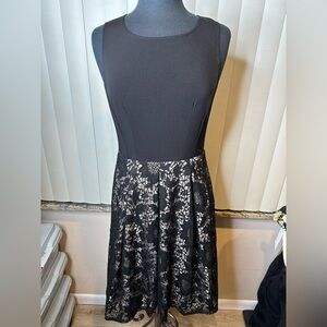 Karin Stevens Classic Lace Petticoat Black Sleeveless Al-Line Dress Size 8